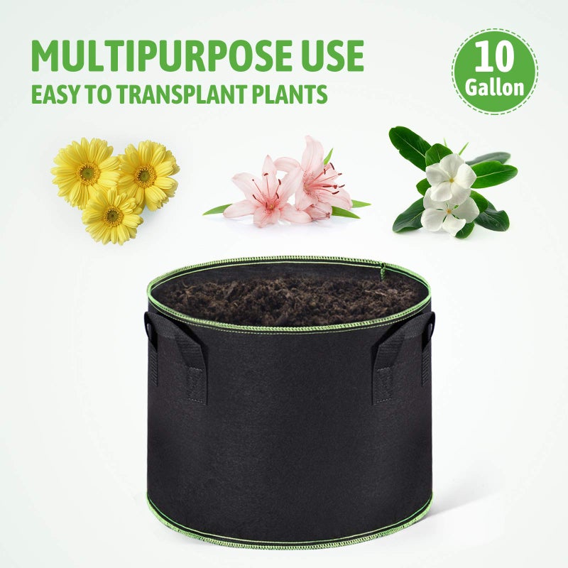 Delxo 10 Gallon Grow Bags 10 Pack for Planting, Fabric Pots Plants Growing Bags with Handles Heavy Duty Aeration Thickened Nonwoven - Image 5